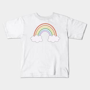 Simple Line Drawn Rainbow with Clouds Kids T-Shirt